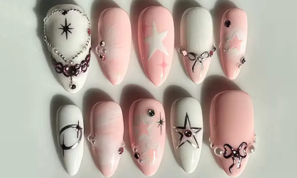 Y2K Chunky Gem Decor nails