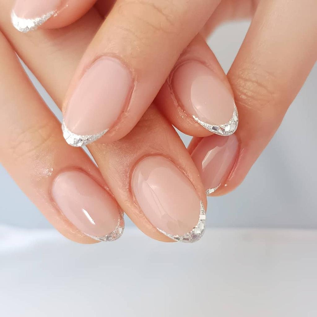 French Tips With Glitter