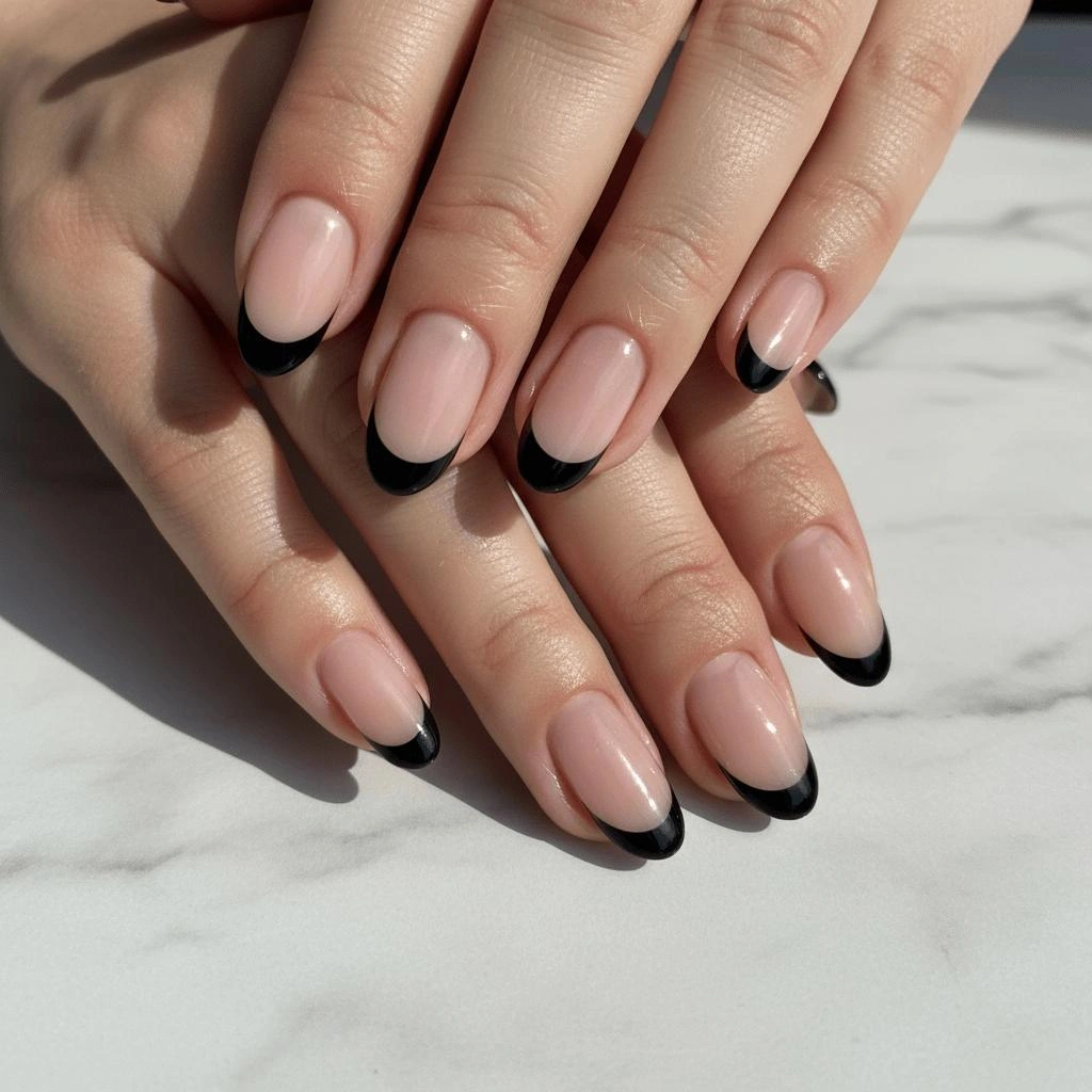 Black Almond French Tips