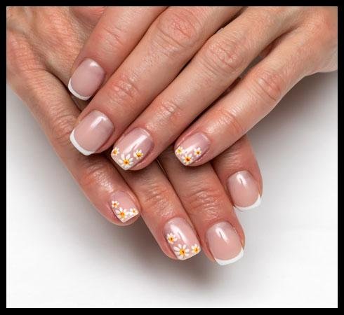 French Tips With Tiny Flowers