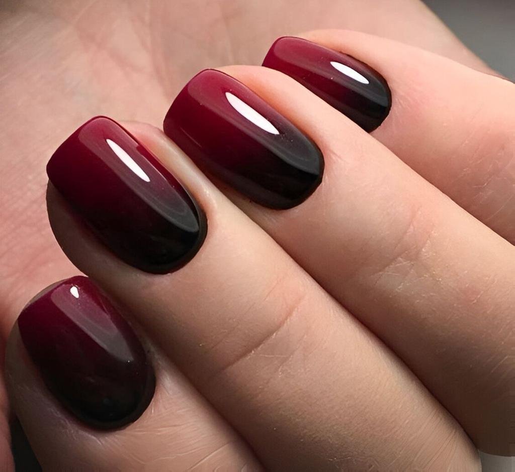 Burgundy and Black Nails