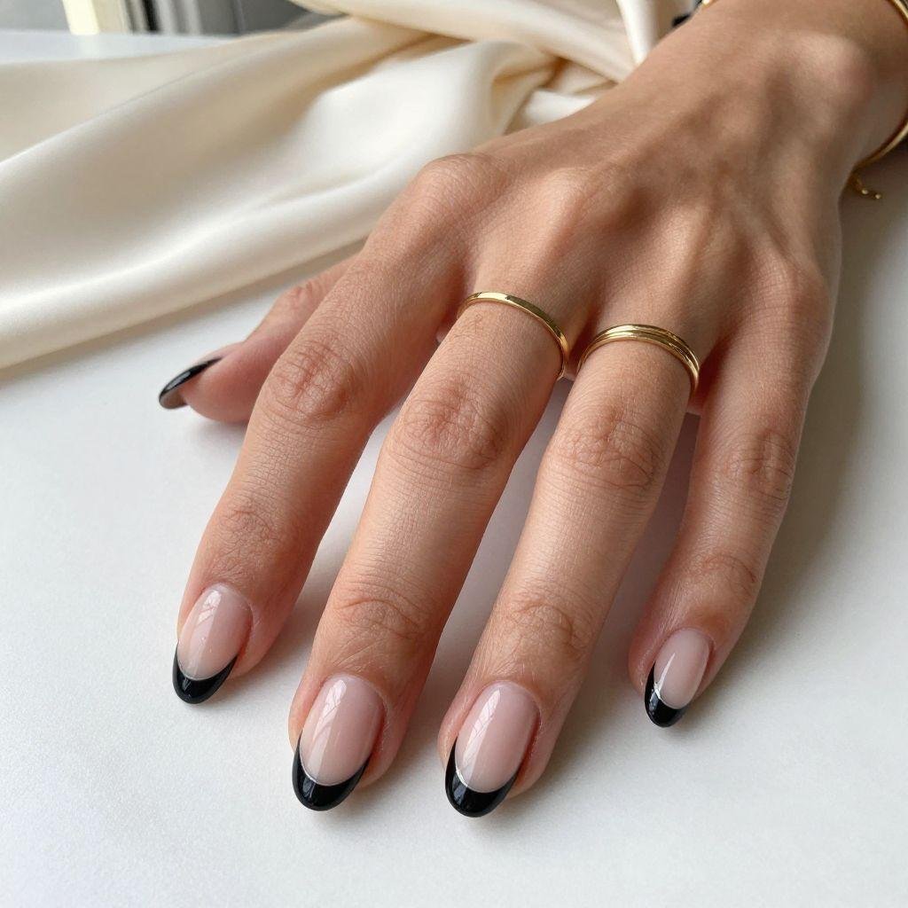 Black French Manicure