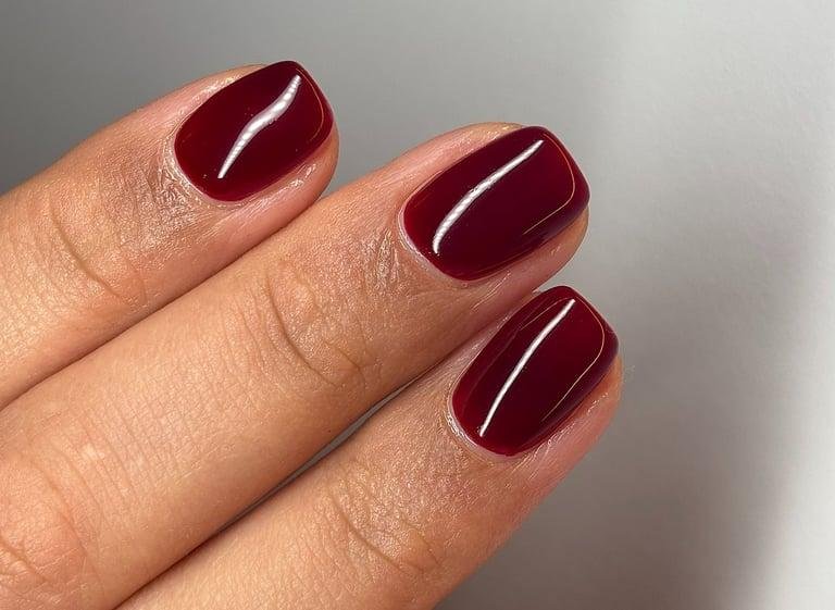 Short Burgundy Nails