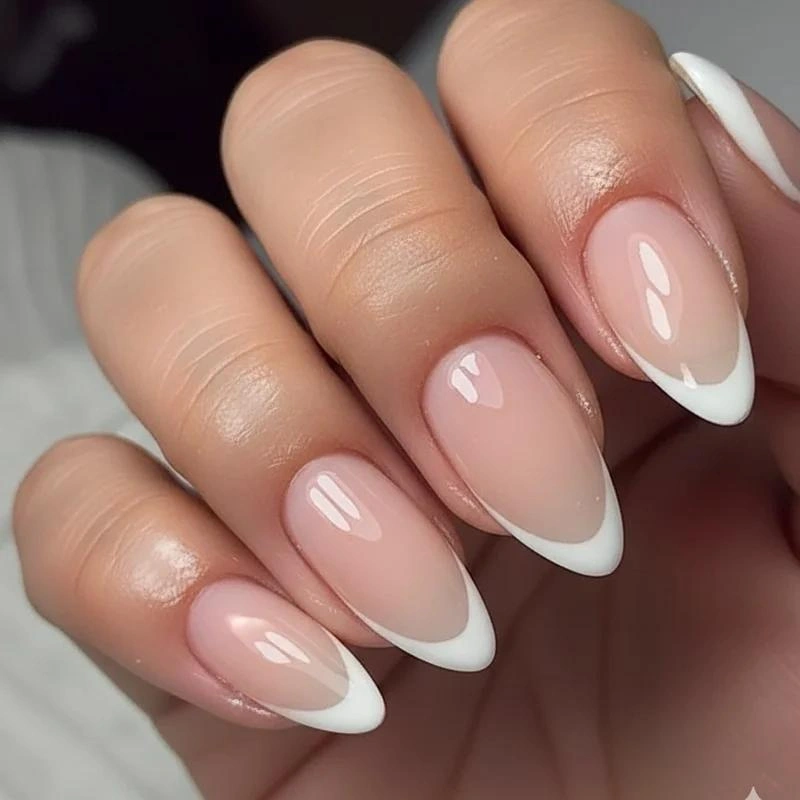 Classic White Almond French Tips