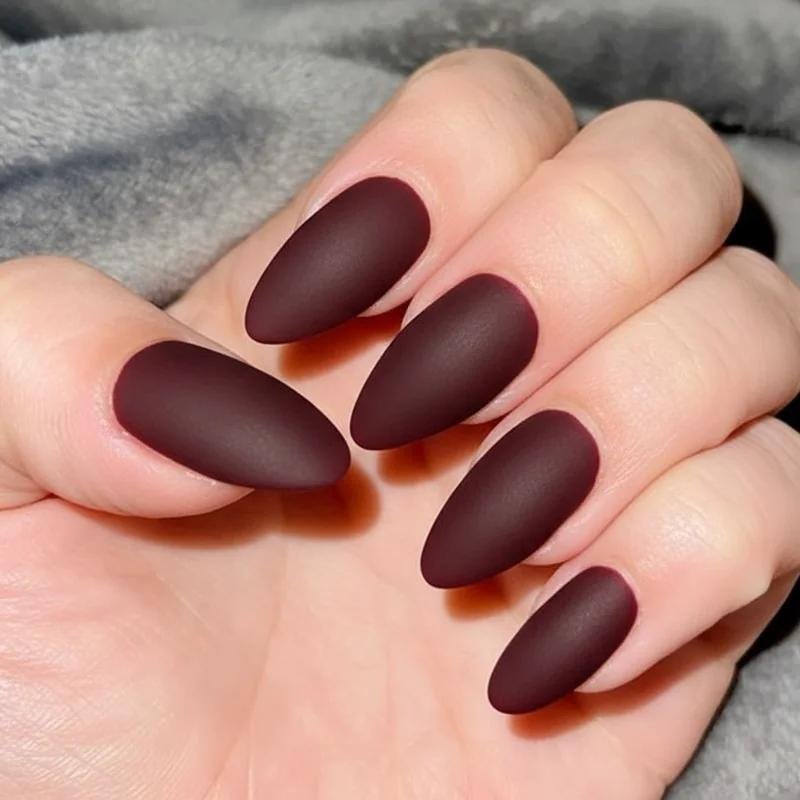Matte Burgundy Nails