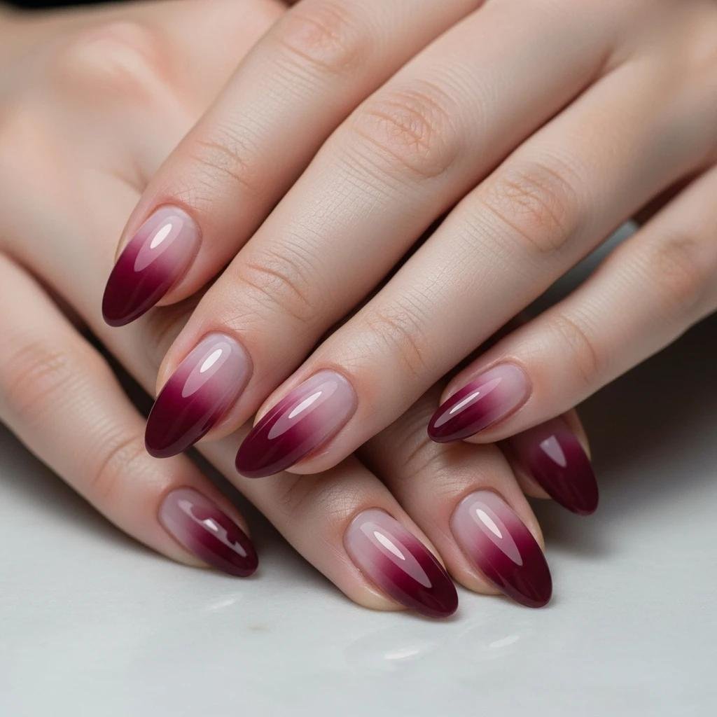 Burgundy Ombré Nails-Burgundy Nail Designs