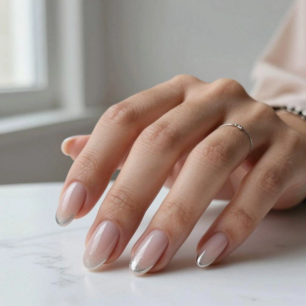 French Tips With Glitter