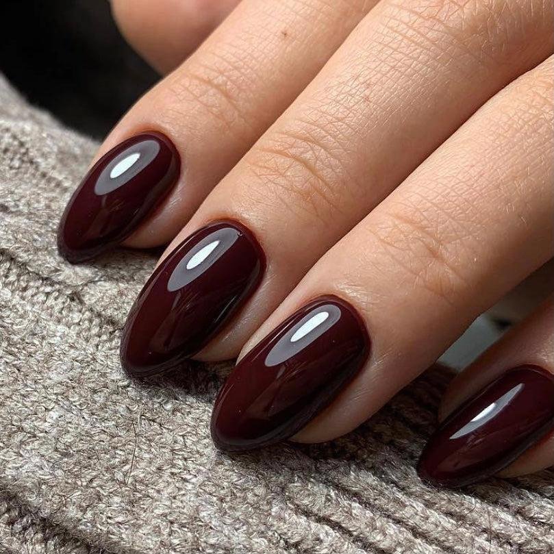 Classic Glossy Burgundy Nails