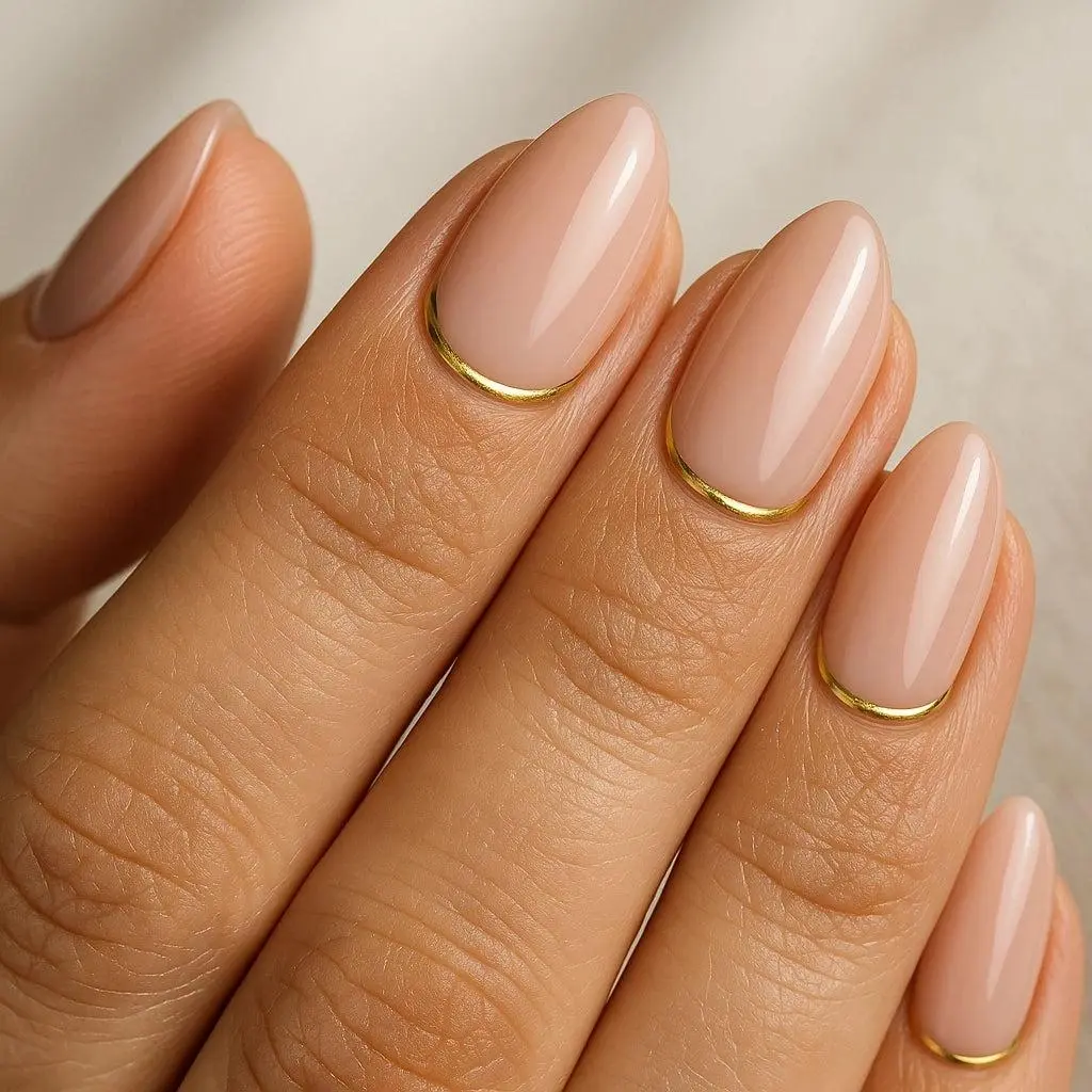 Reverse French Almond Nails