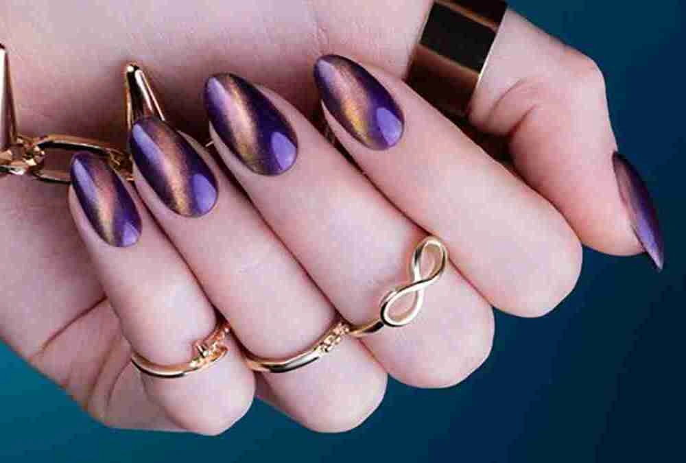 Purple Cat Eye Nails